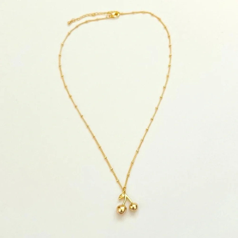 Gold Cherry Pendant Necklace 🍒 - Picture 4 of 4